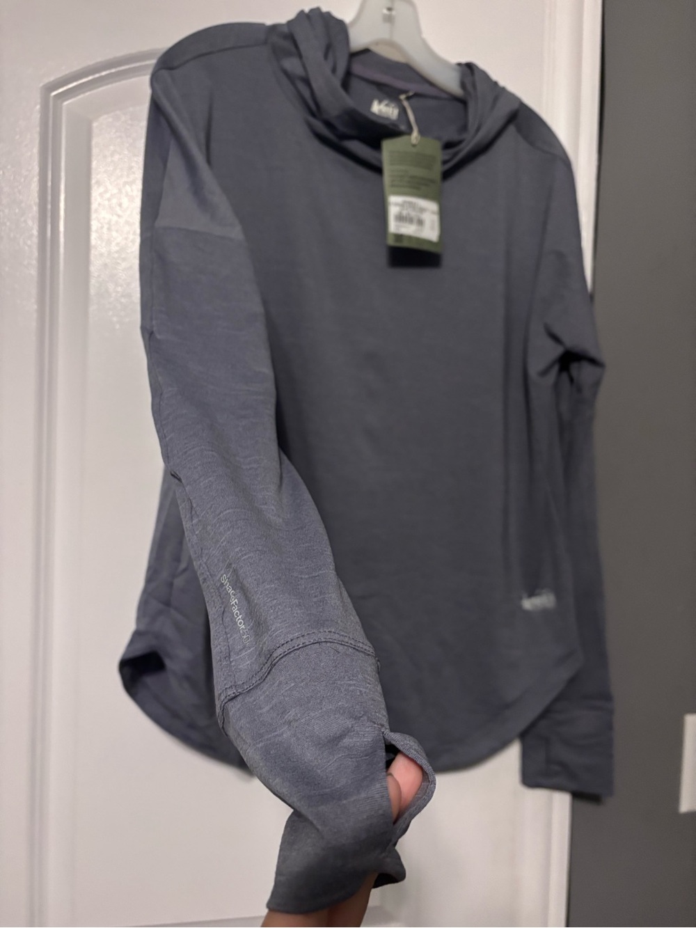 Bluesign appvd REI Co-op Women Sahara Shade Hooded Pullover Slate Heather Large - Picture 3 of 6
